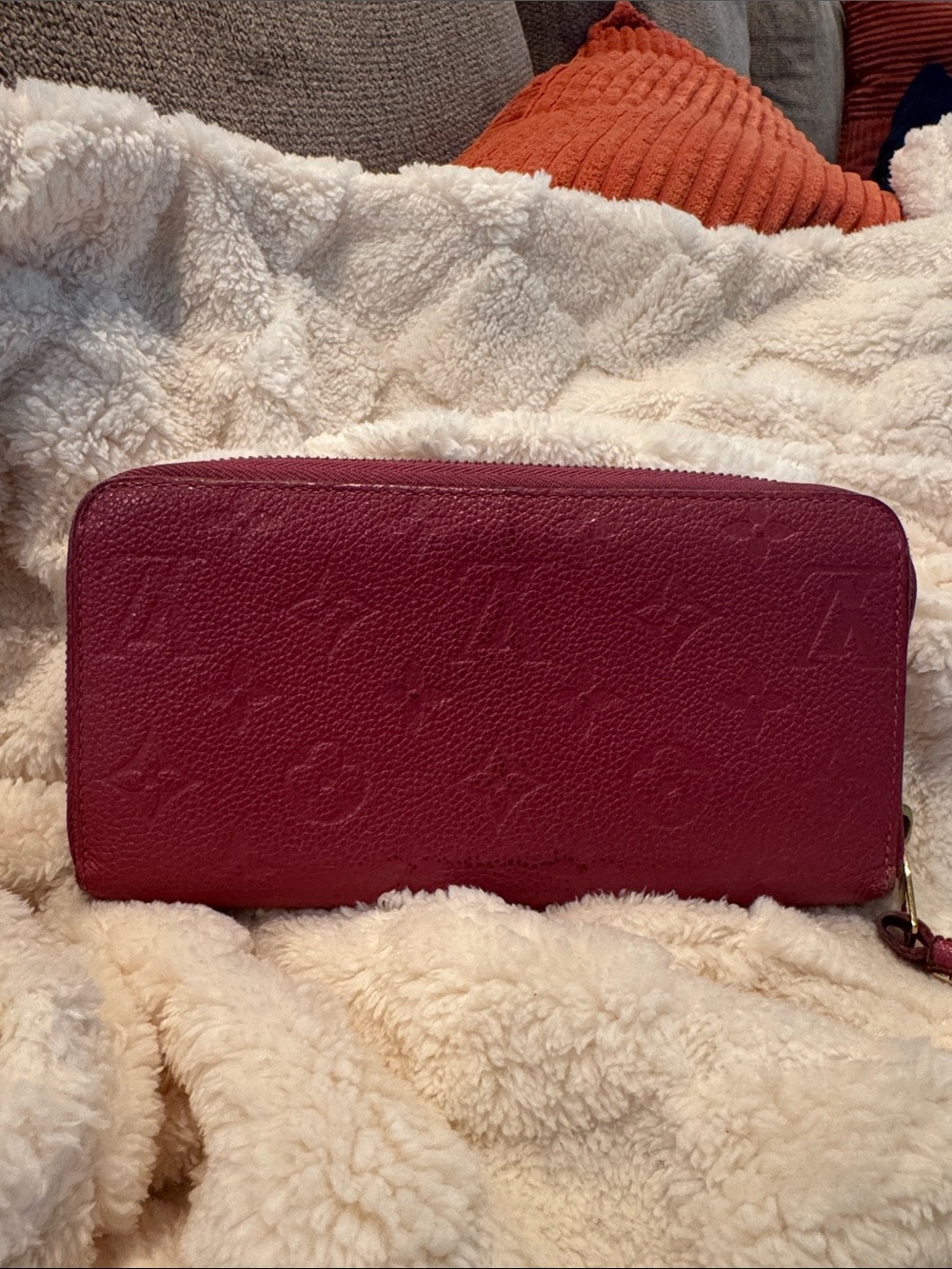 Louis Vuitton Embossed Zip Wallet - Berry